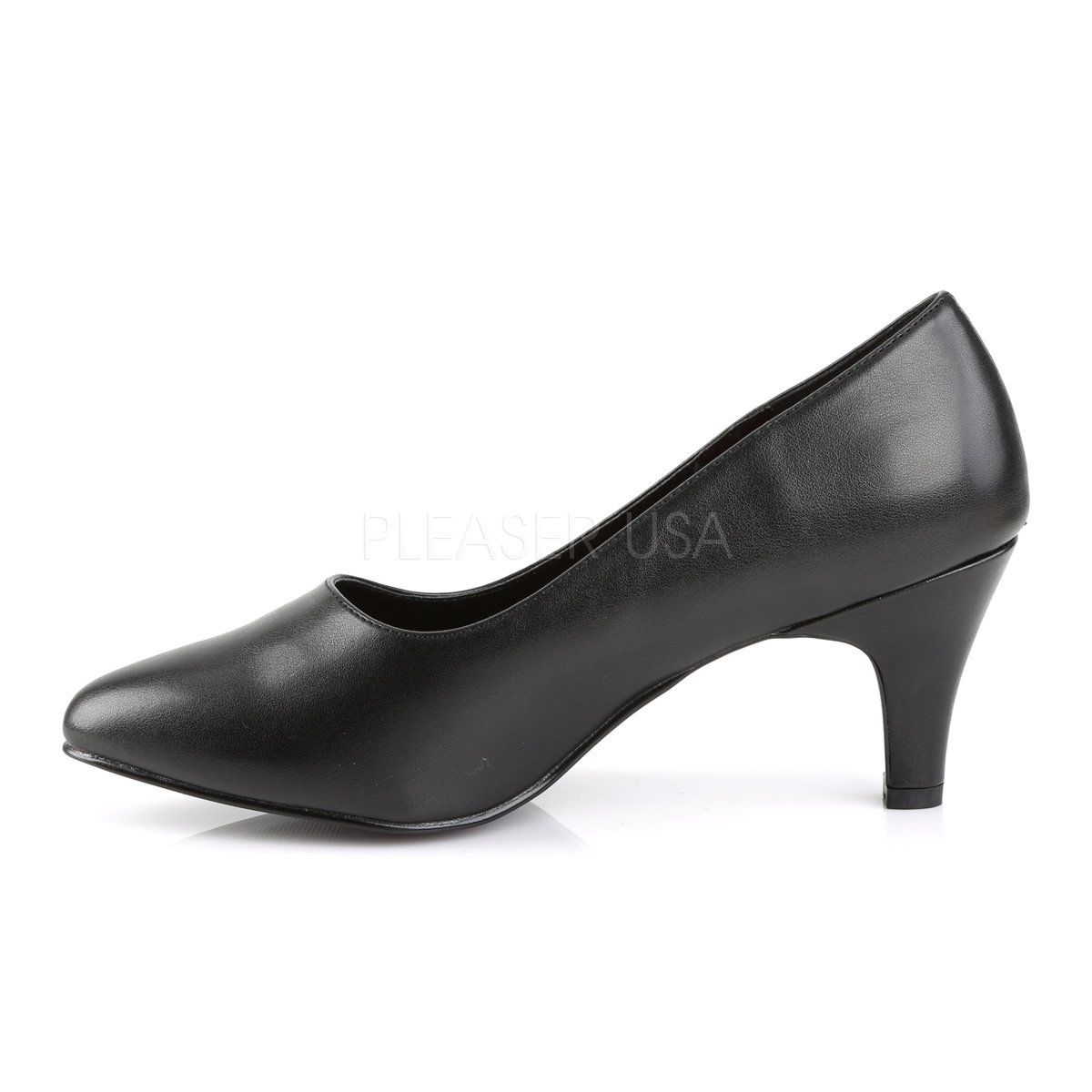 DIVINE-420 Black Faux Leather Pleaser Pink Label