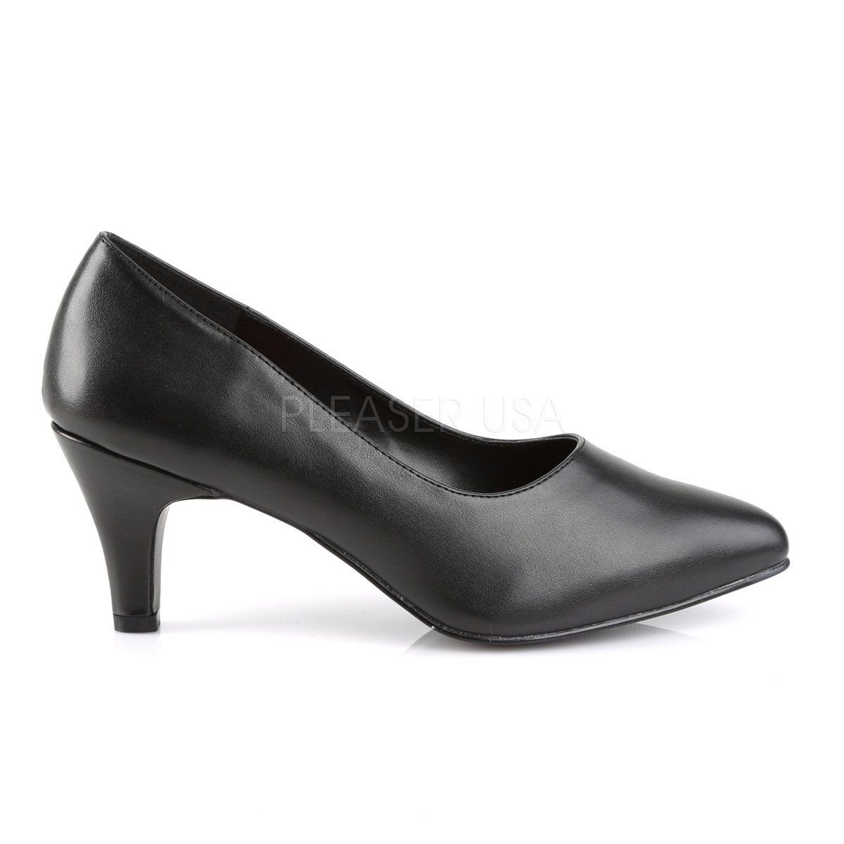 DIVINE-420 Black Faux Leather Pleaser Pink Label