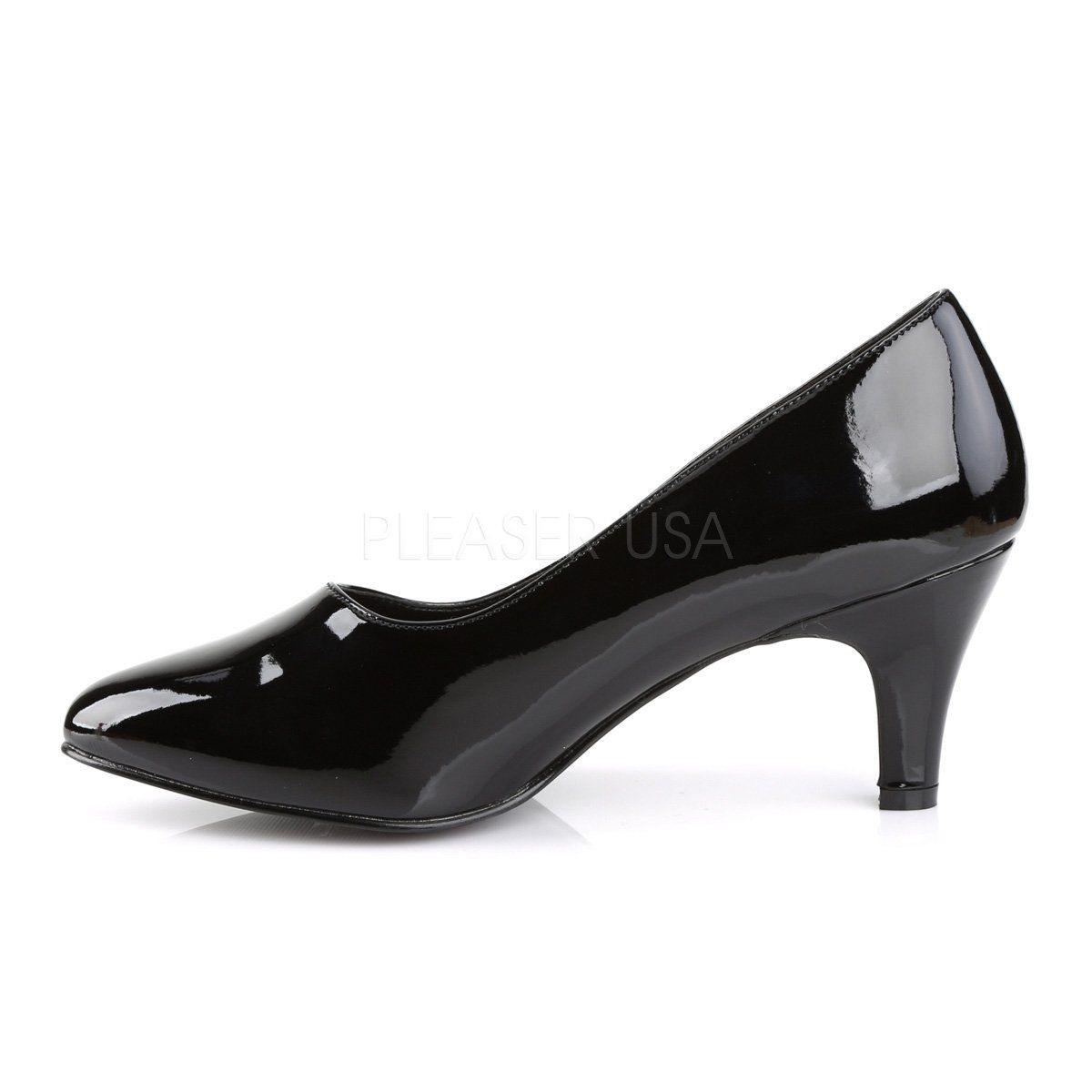 DIVINE-420 Black Pat Pleaser Pink Label
