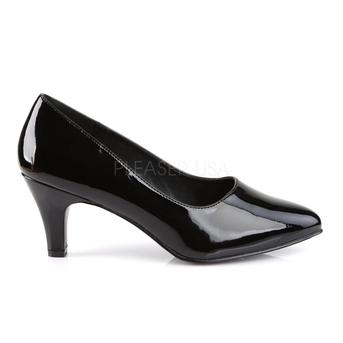 DIVINE-420 Black Pat Pleaser Pink Label