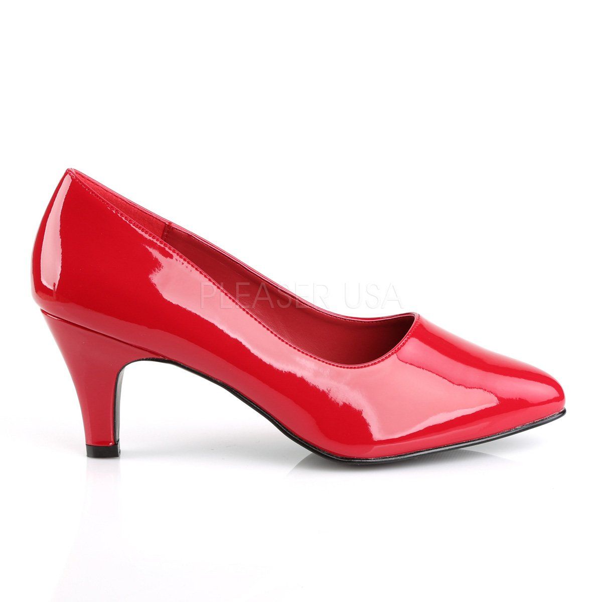 DIVINE-420 Red Pat Pleaser Pink Label