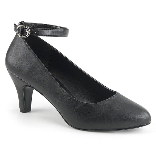 DIVINE-431 Black Faux Leather Pleaser Pink Label