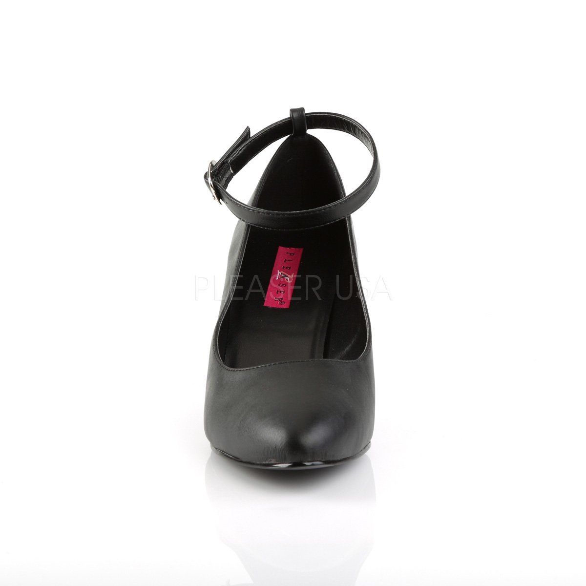 DIVINE-431 Black Faux Leather Pleaser Pink Label