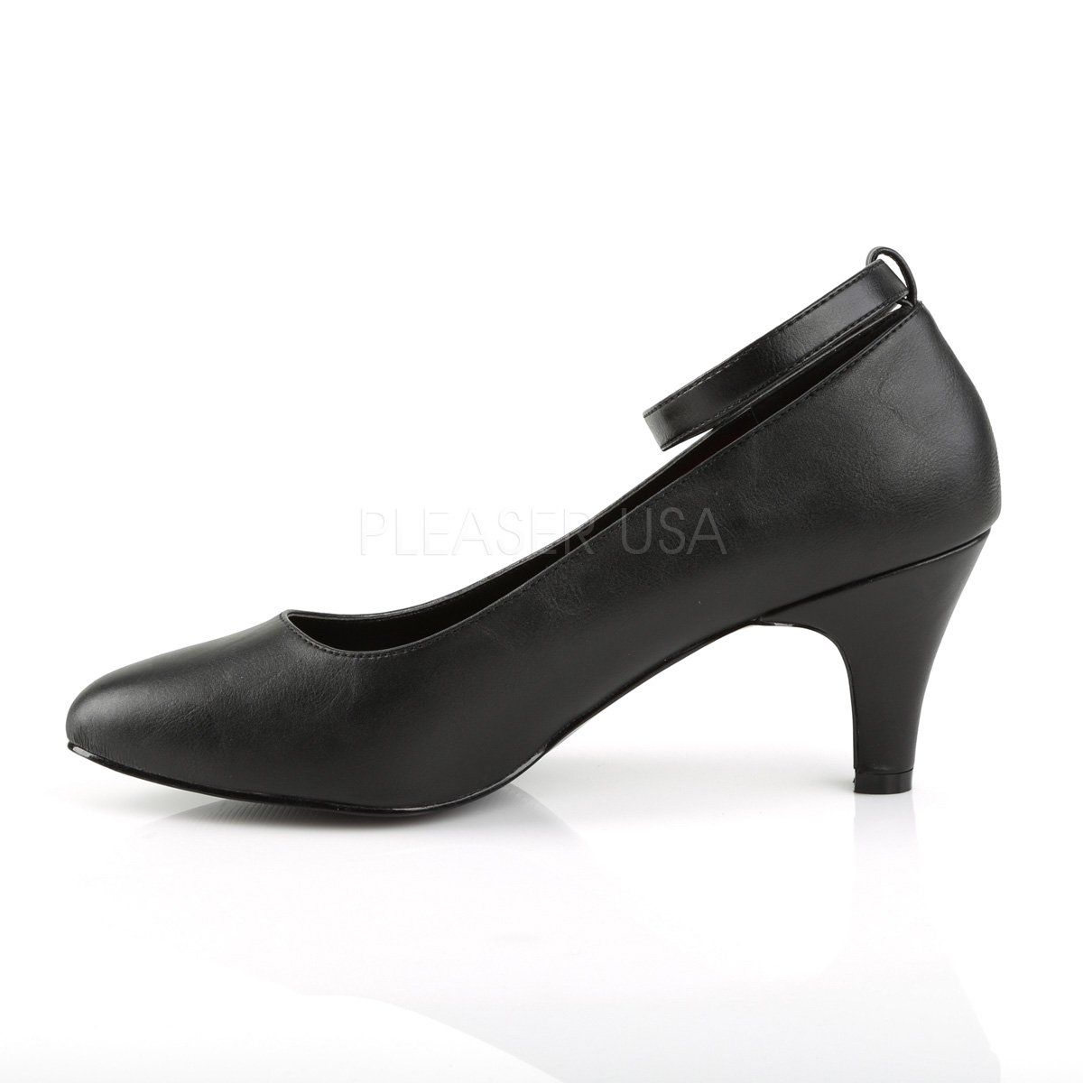DIVINE-431 Black Faux Leather Pleaser Pink Label