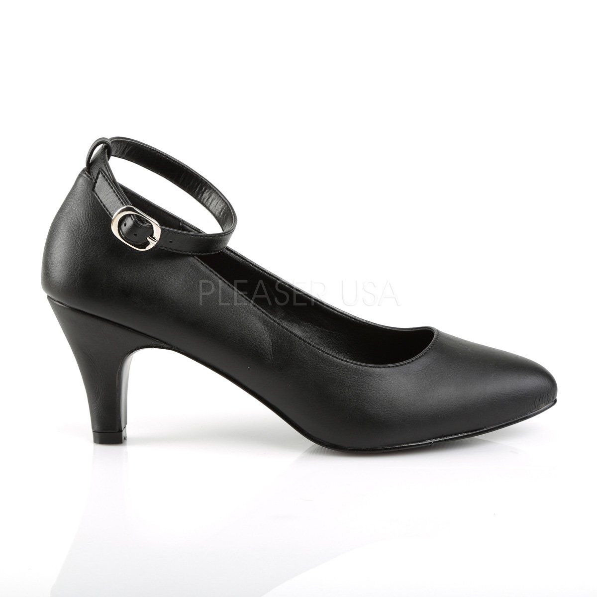 DIVINE-431 Black Faux Leather Pleaser Pink Label