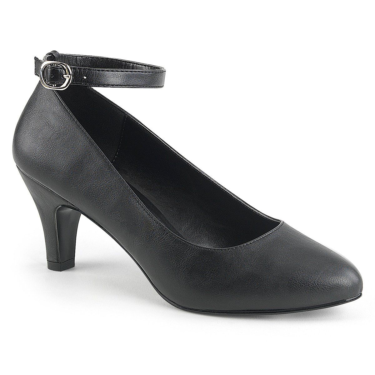DIVINE-431 Black Faux Leather Pleaser Pink Label