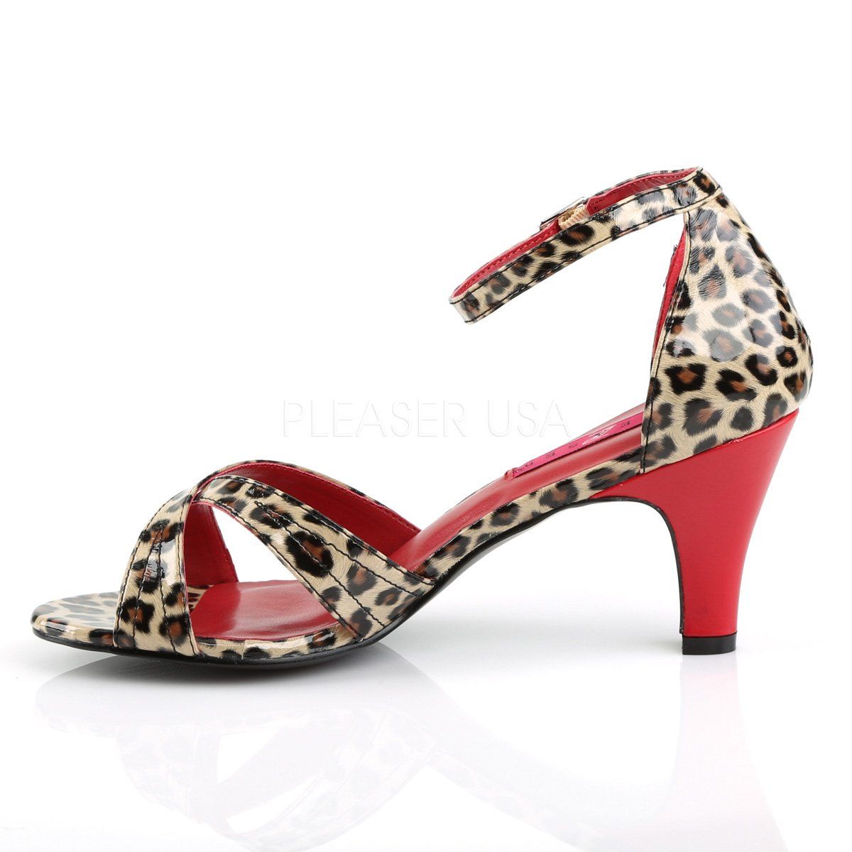 DIVINE-435 Cheetah Print Faux Leather Pleaser Pink Label