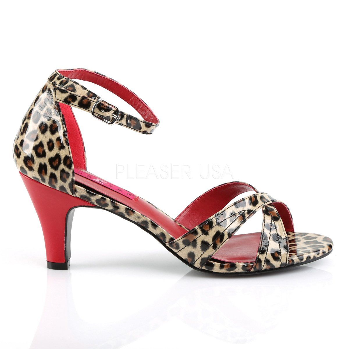 DIVINE-435 Cheetah Print Faux Leather Pleaser Pink Label