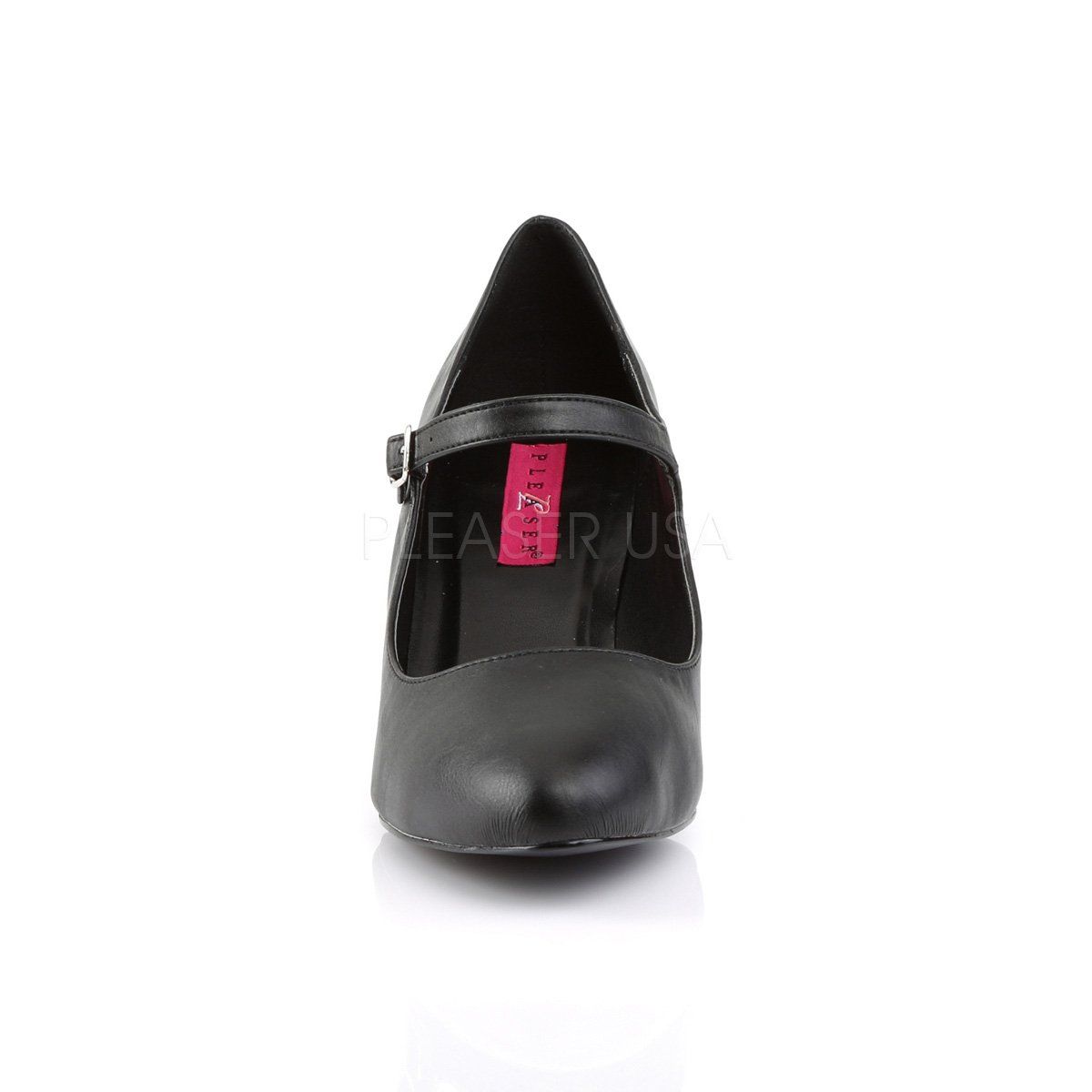 DIVINE-440 Black Faux Leather Pleaser Pink Label