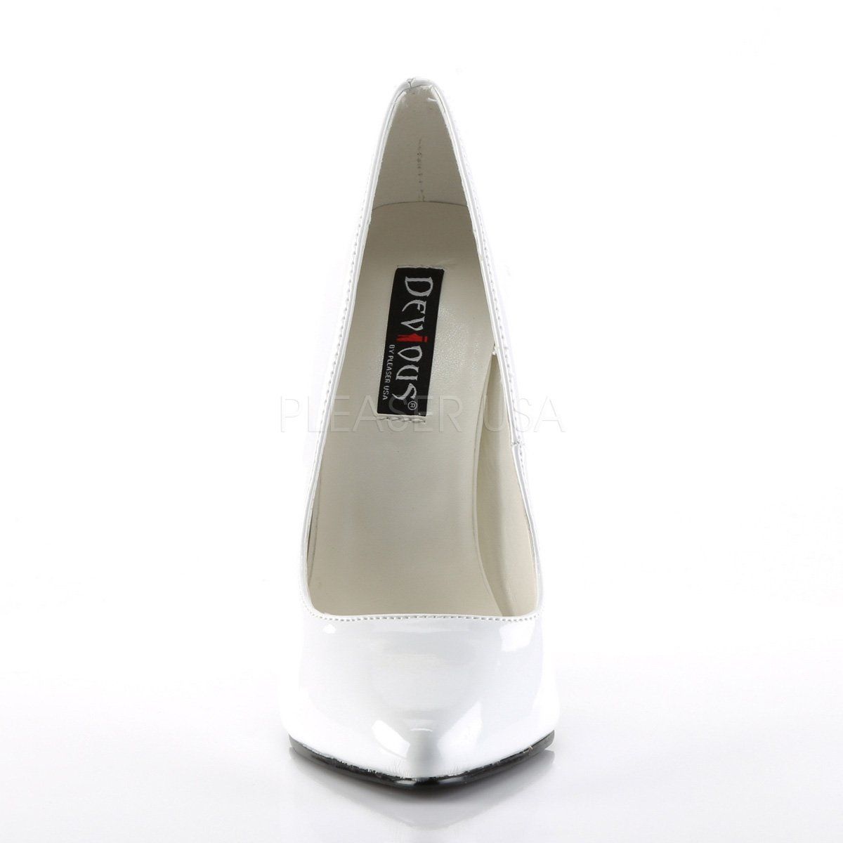 DOMINA-420 White Patent Devious