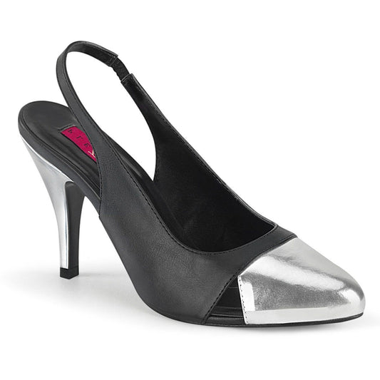 DREAM-405 Black Faux Leather-Silver Metallic Pu Pleaser Pink Label