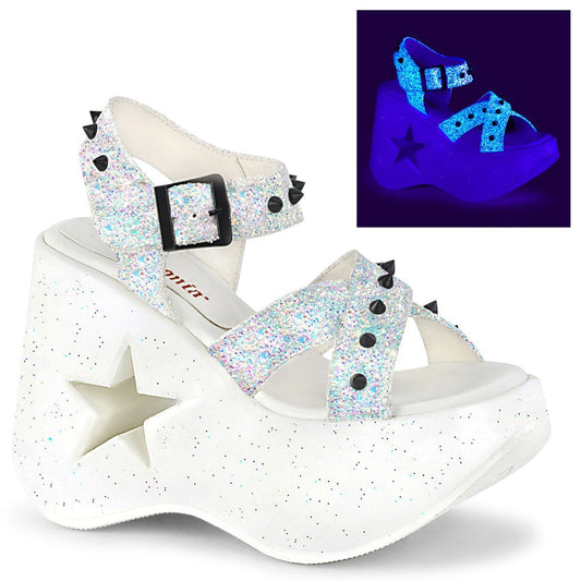 DYNAMITE-02 White Multi Glitter Sandal Demonia