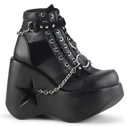 DYNAMITE-101 Black Vegan Leather-Vegan Suede Ankle Boot Demonia