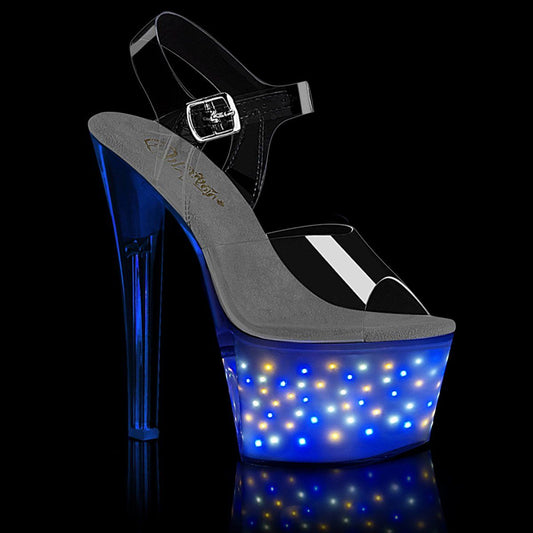 ECHOLITE-708 Clear/White Glow Platform Sandal Pleaser