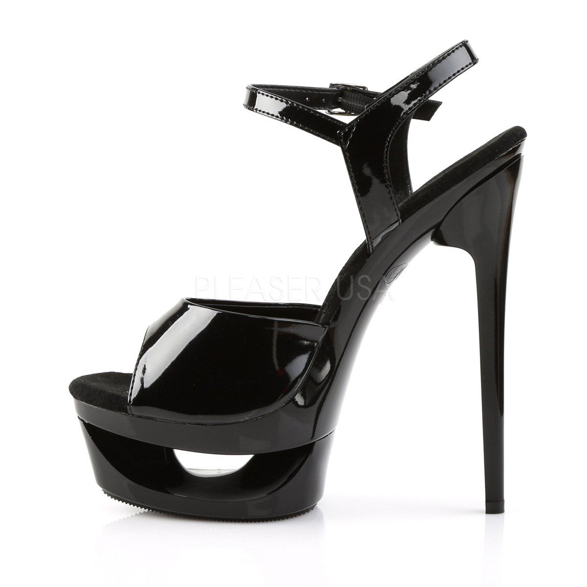 ECLIPSE-609 Black Patent Platform Sandal Pleaser