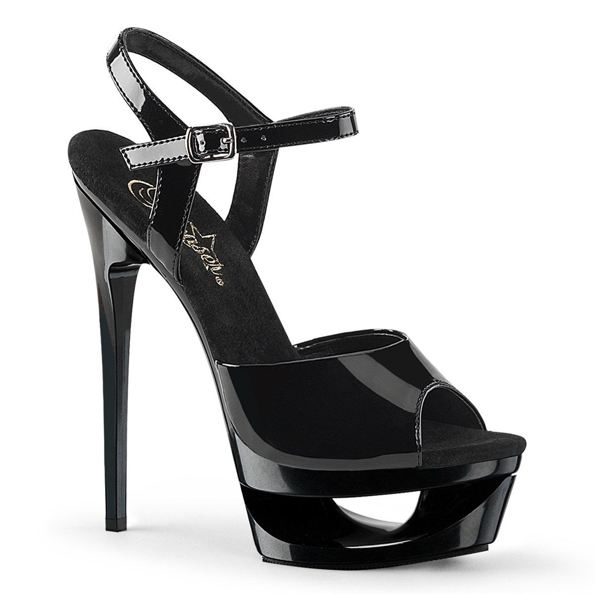 ECLIPSE-609 Black Patent Platform Sandal Pleaser