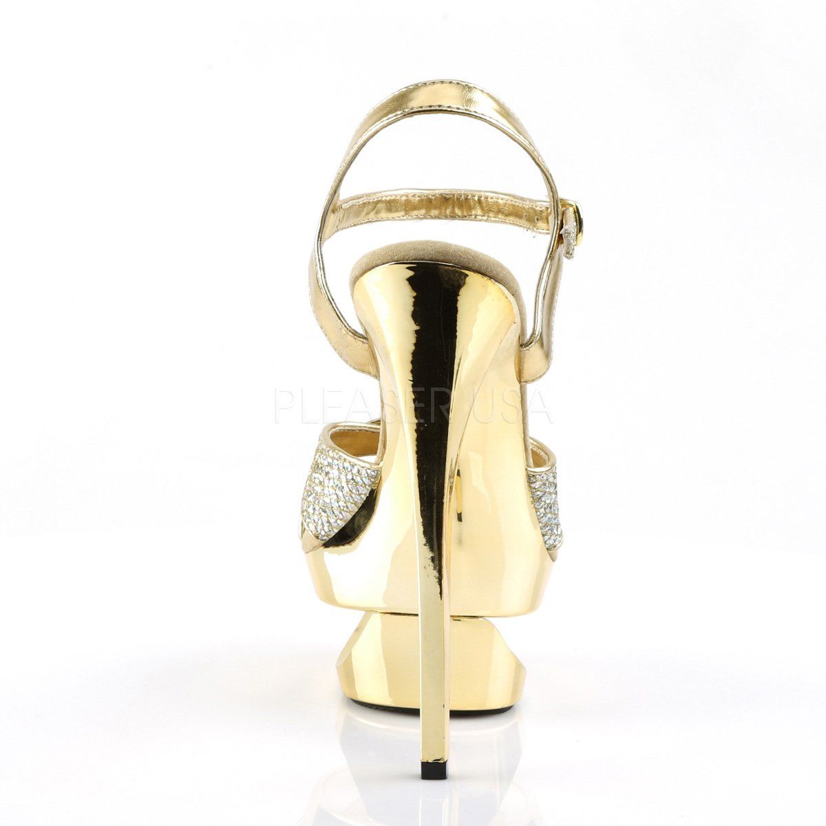 ECLIPSE-619G Gold Multi Glitter/Gold Chrome Platform Sandal Pleaser