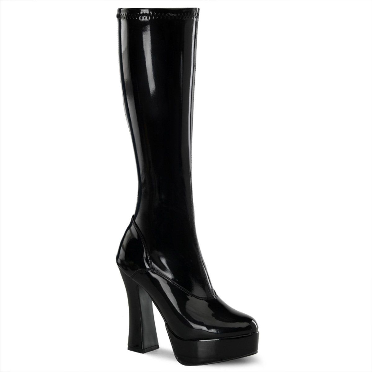 ELECTRA-2000Z Black Stretch Patent Knee Boot Pleaser