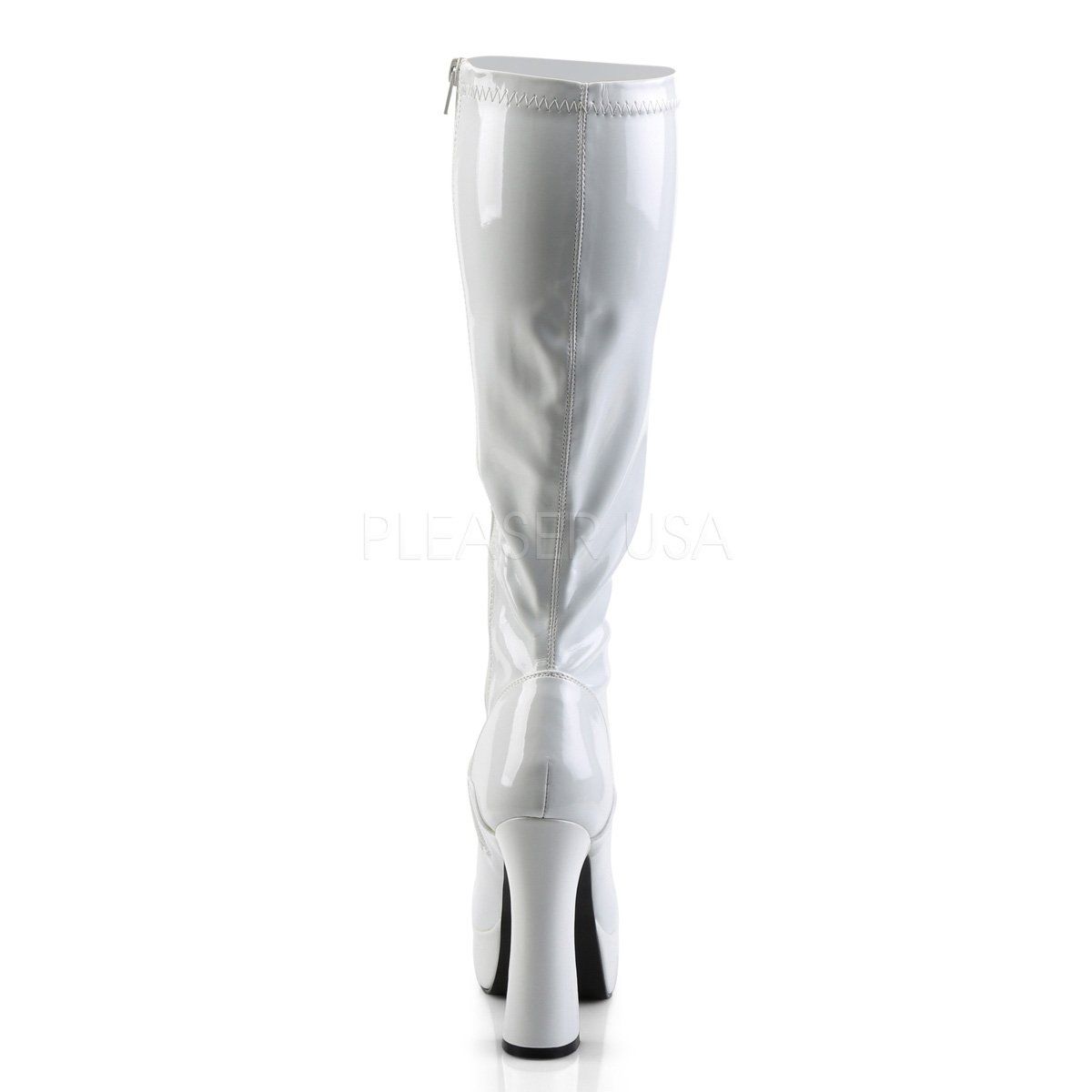 ELECTRA-2000Z White Stretch Patent Knee Boot Pleaser