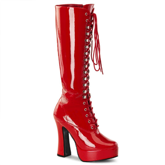 ELECTRA-2020 Red Patent Knee Boot Pleaser