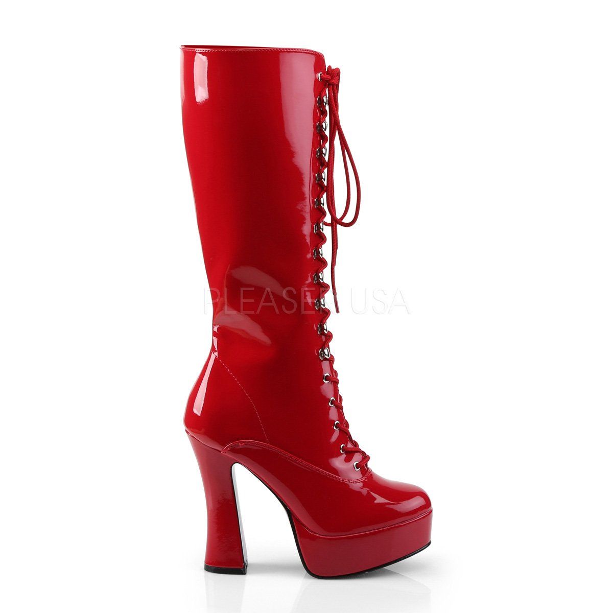ELECTRA-2020 Red Patent Knee Boot Pleaser