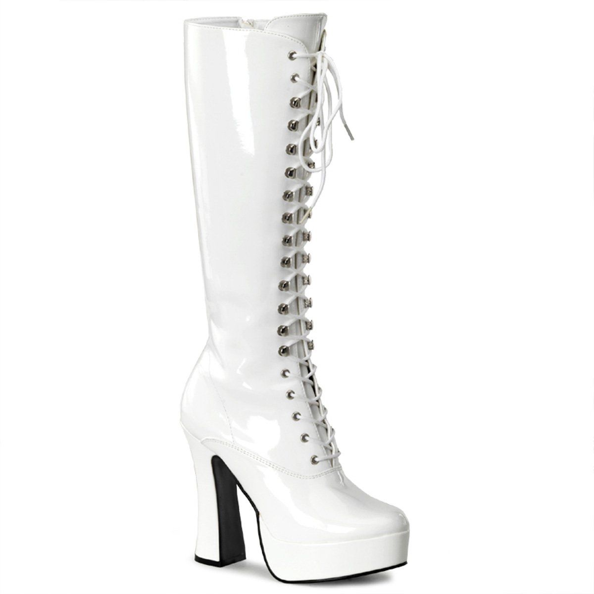 ELECTRA-2020 White Patent Knee Boot Pleaser