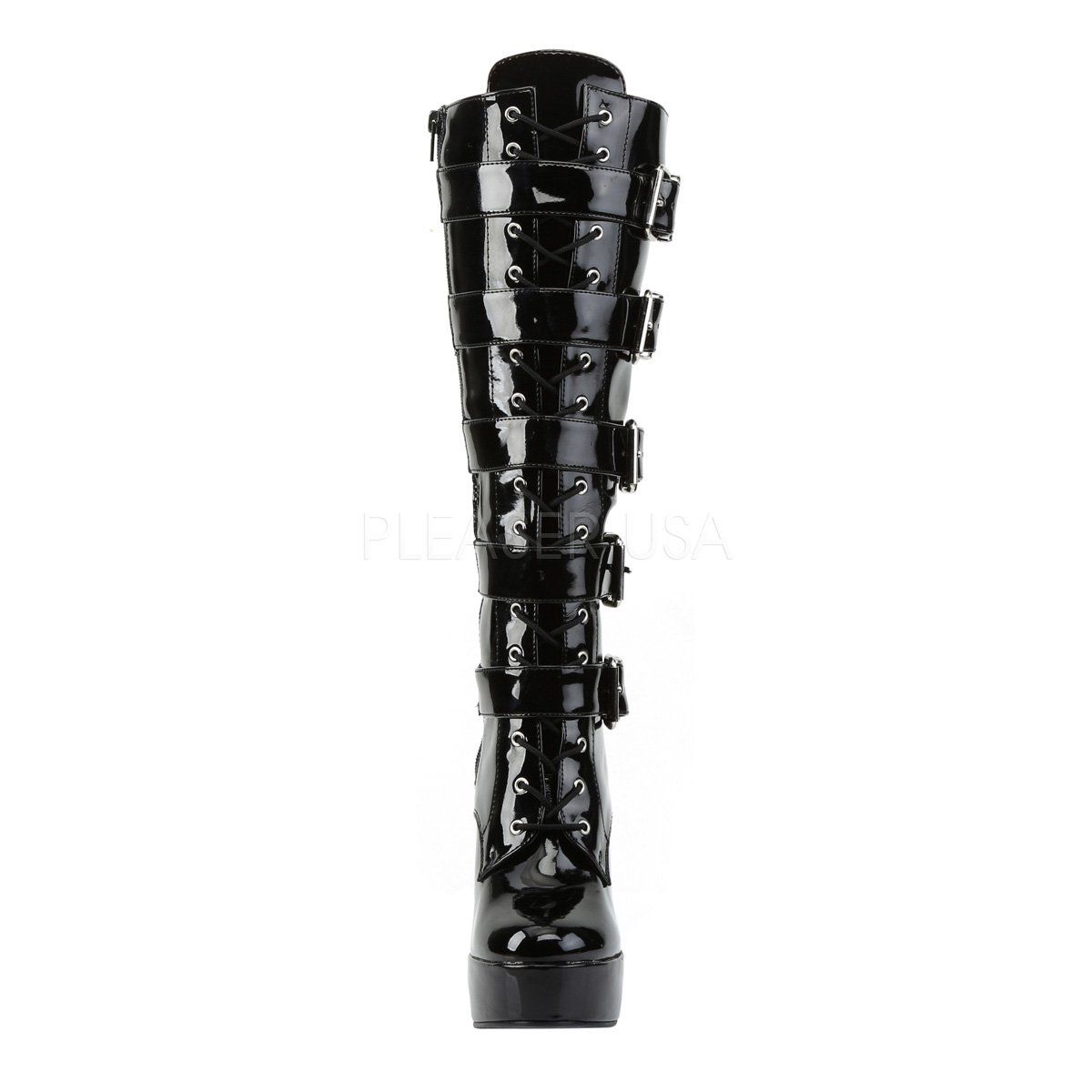 ELECTRA-2042 Black Patent Knee Boot Pleaser