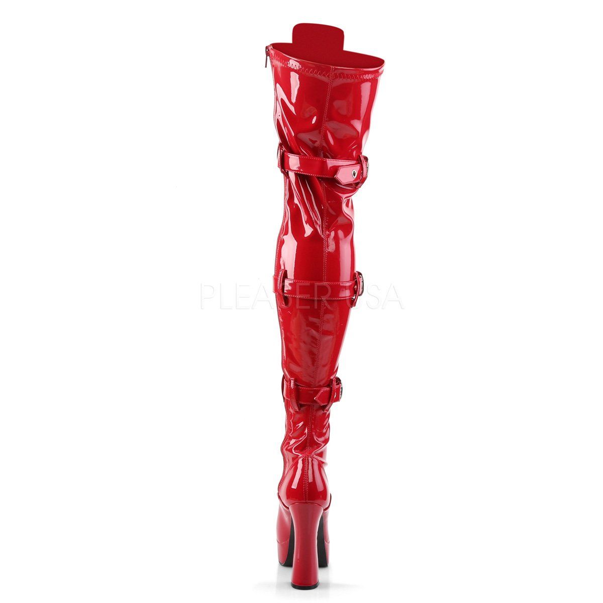 ELECTRA-3028 Red Stretch Patent Thigh Boot Pleaser