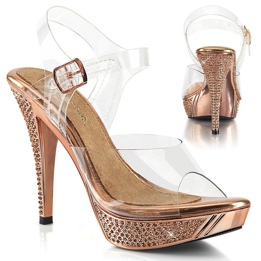 ELEGANT-408 Clear-Rose Gold/Rose Gold Chrome Fabulicious