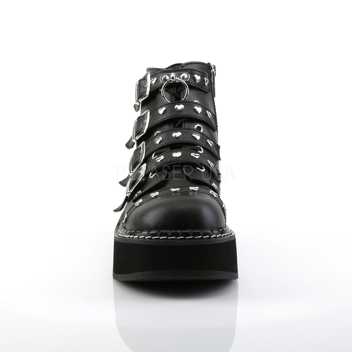 EMILY-315 Black Vegan Leather Ankle Boot Demonia