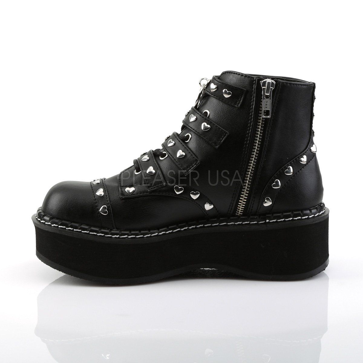 EMILY-315 Black Vegan Leather Ankle Boot Demonia
