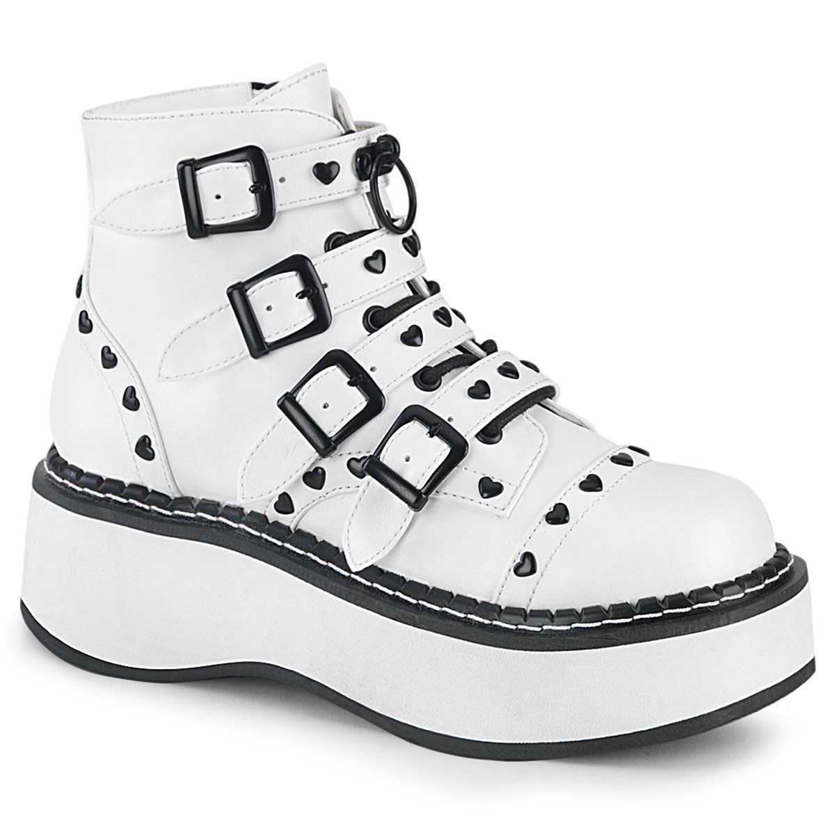 EMILY-315 White Vegan Leather Ankle Boot Demonia