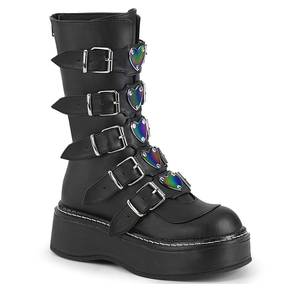 EMILY-330 Black Vegan Leather Demonia