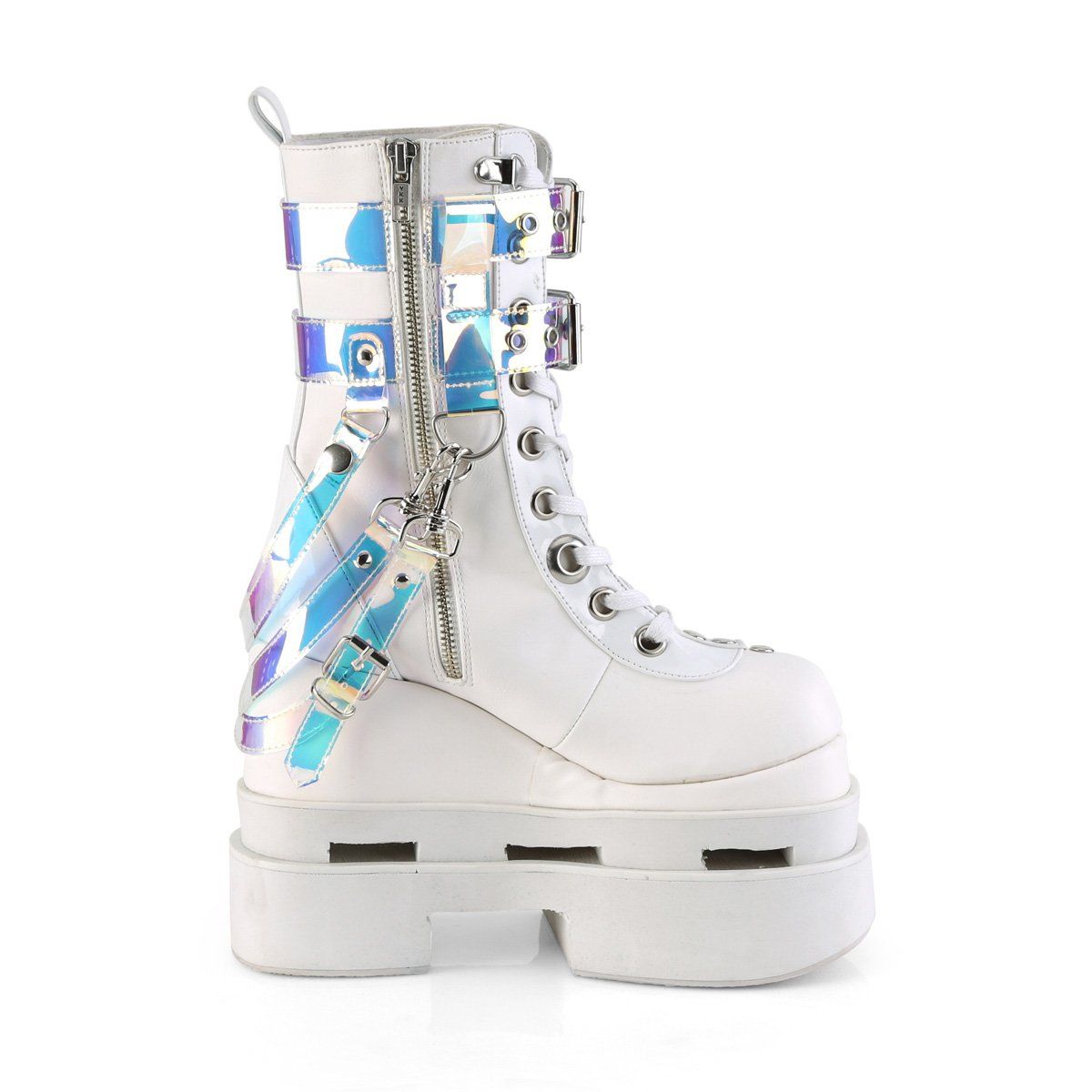 ETERNAL-115 White Vegan leather-Patent Mid-Calf Boot Demonia