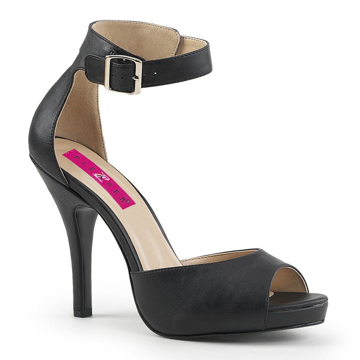 EVE-02 Black Faux Leather Pleaser Pink Label