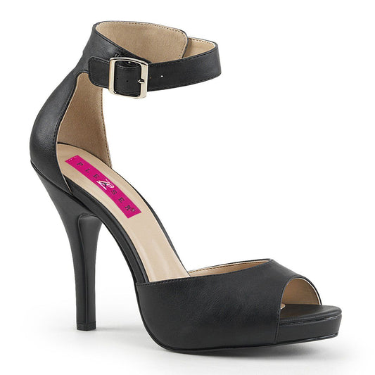 EVE-02 Black Faux Leather Pleaser Pink Label