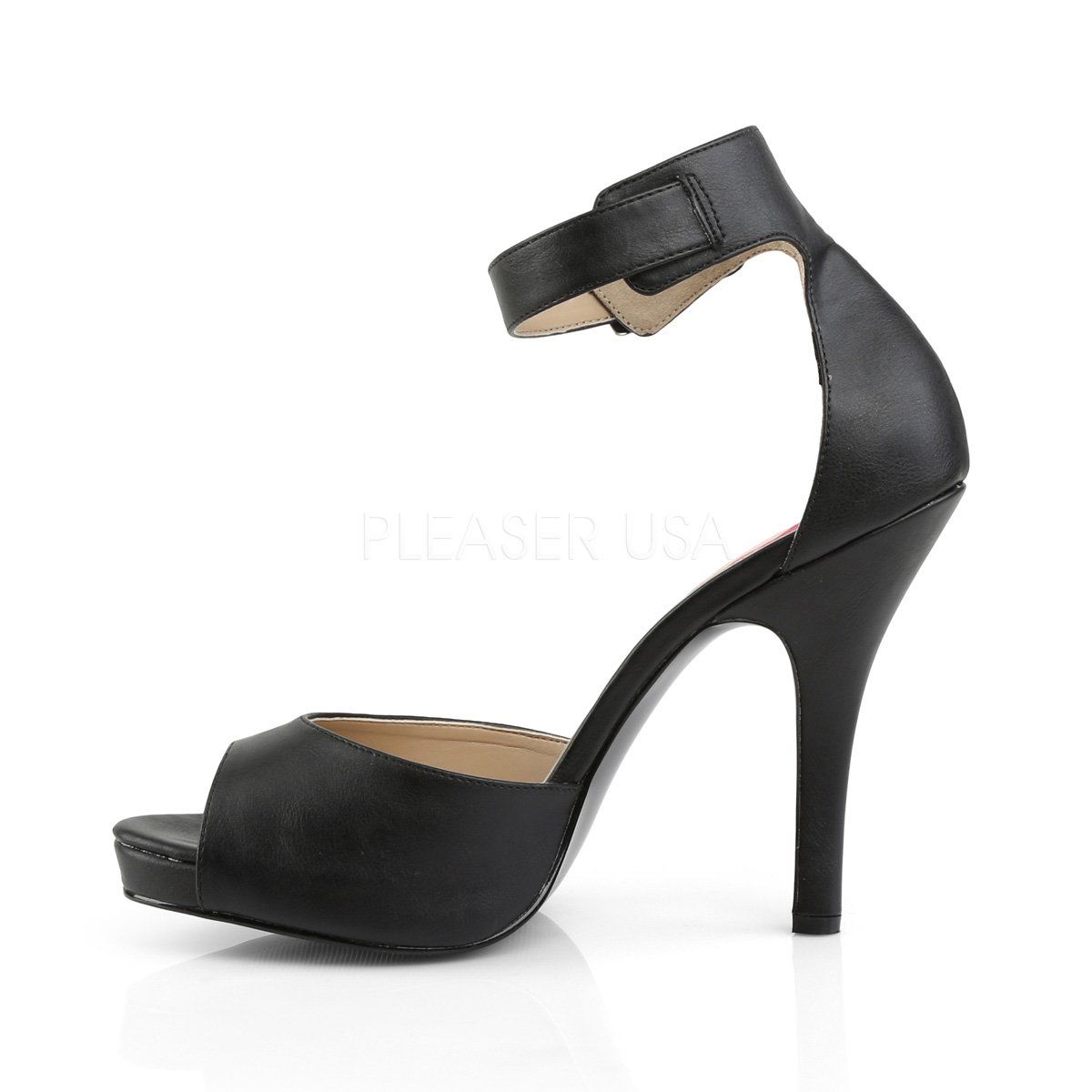 EVE-02 Black Faux Leather Pleaser Pink Label