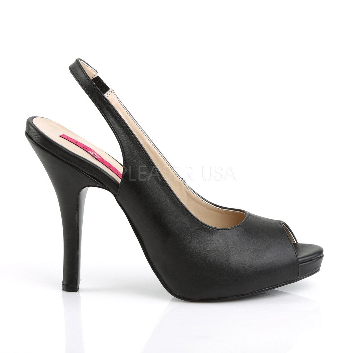 EVE-04 Black Faux Leather Pleaser Pink Label