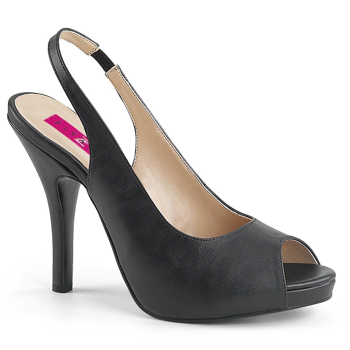 EVE-04 Black Faux Leather Pleaser Pink Label
