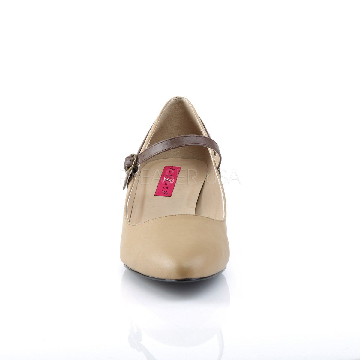 FAB-425 Tan-Brown Faux Leather Pleaser Pink Label