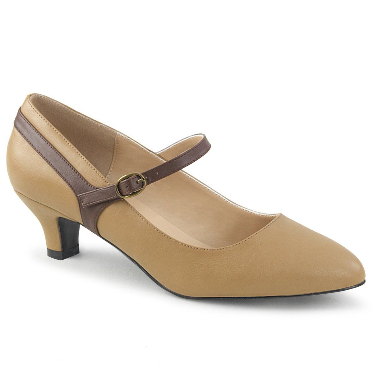 FAB-425 Tan-Brown Faux Leather Pleaser Pink Label