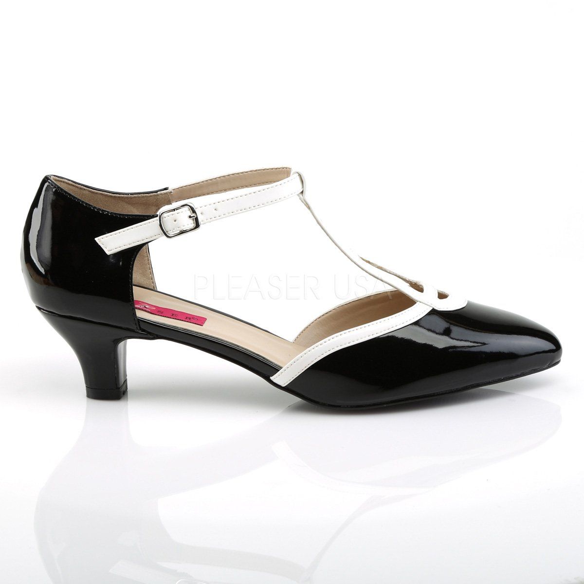 FAB-428 Black-White Patent/White Pleaser Pink Label