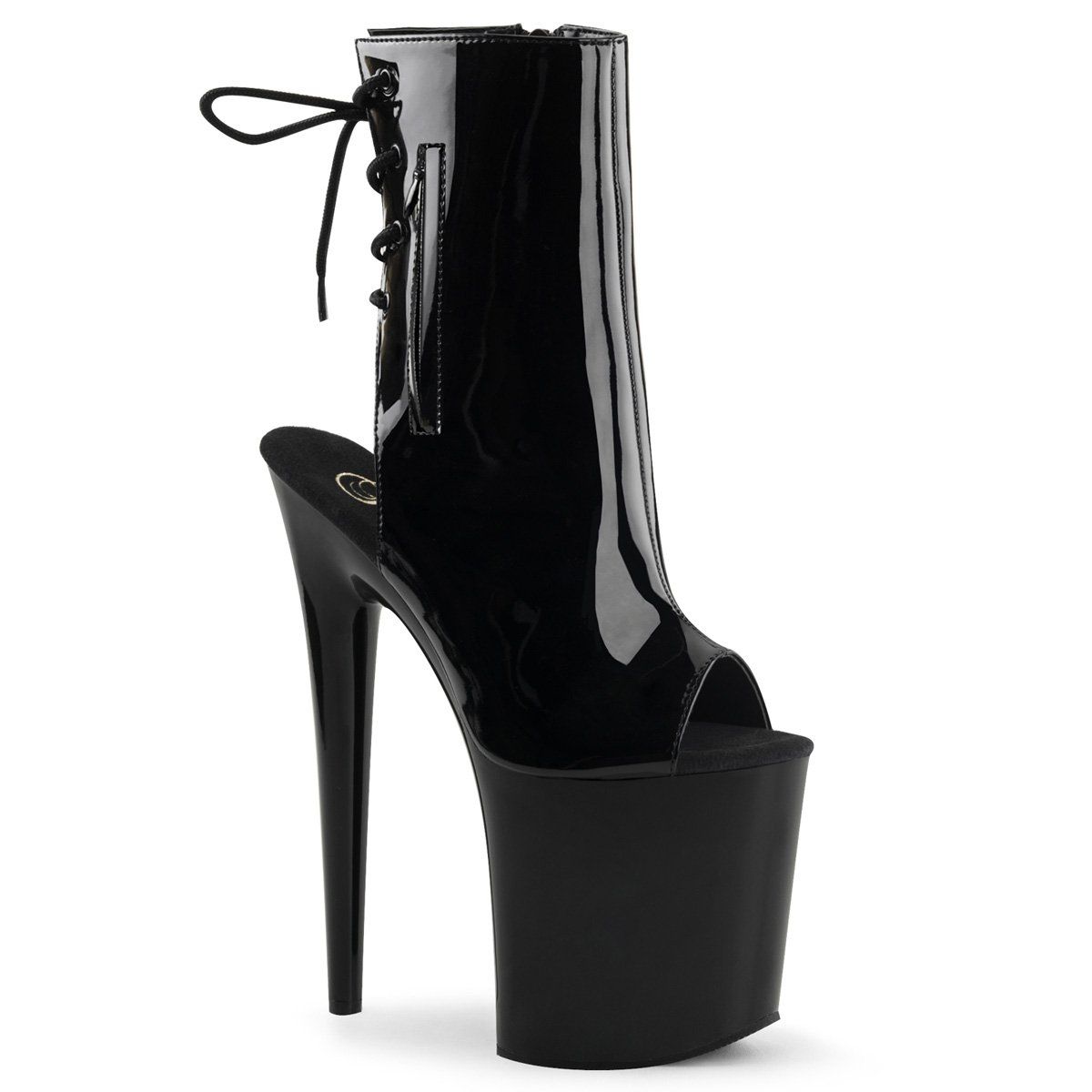 FLAMINGO-1018 Black Patent Ankle Boot Pleaser