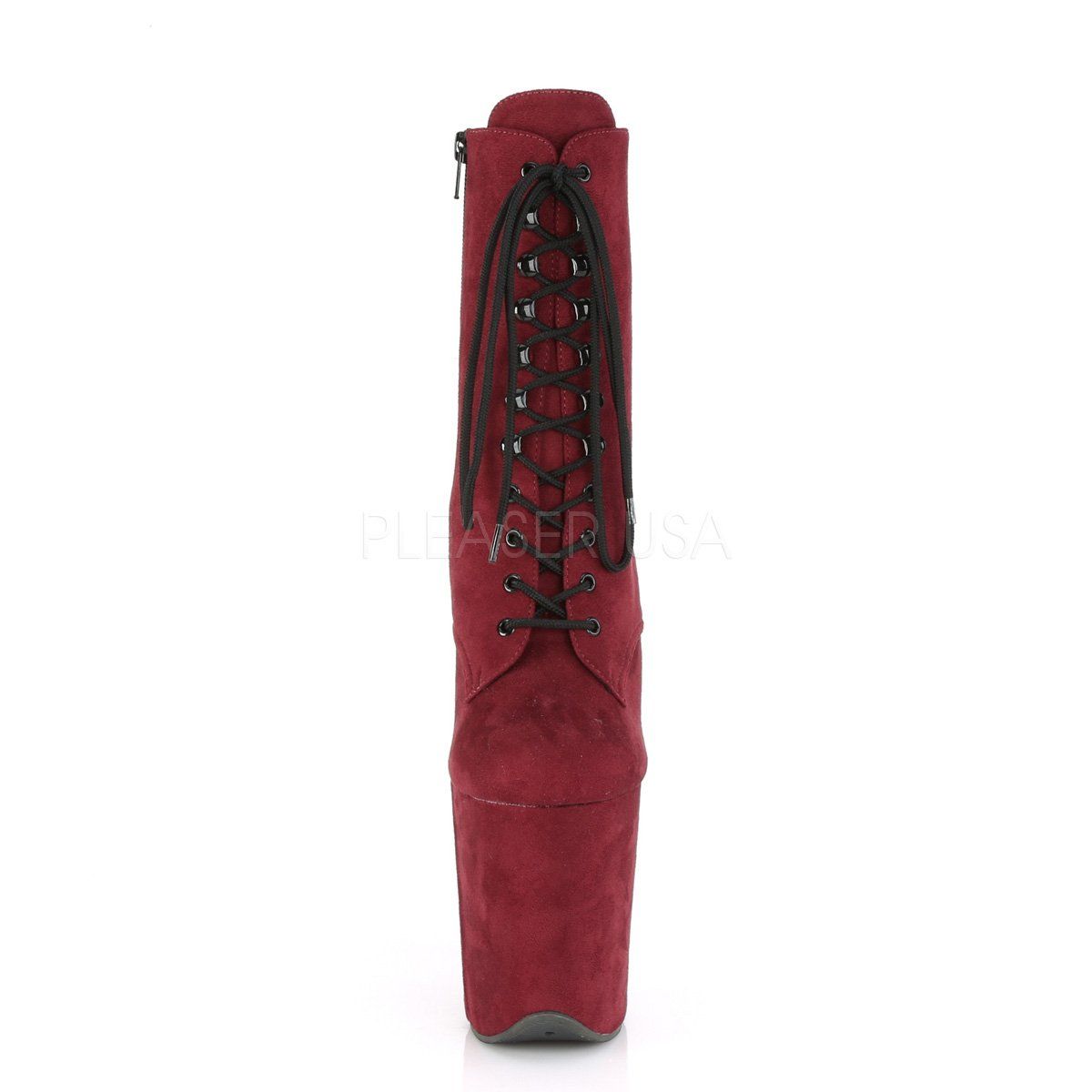 FLAMINGO-1020FS Burgundy Faux Suede/Burgundy Faux Suede Ankle Boot Pleaser