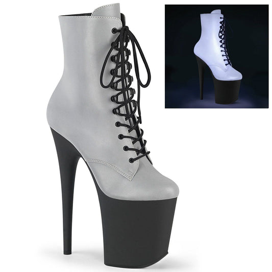 FLAMINGO-1020REFL Silver Reflective Ankle Boot Pleaser