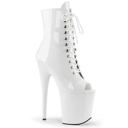 FLAMINGO-1021 White Patent Ankle Boot Pleaser