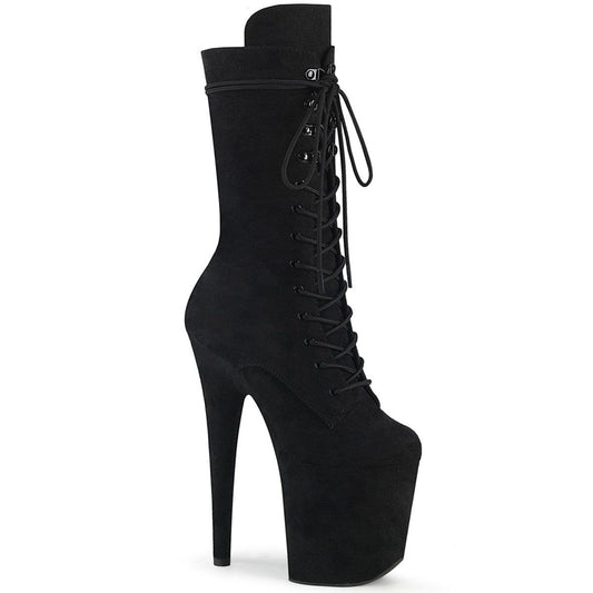FLAMINGO-1050FS Black Faux Suede/Black Faux Suede Mid-Calf Boot Pleaser