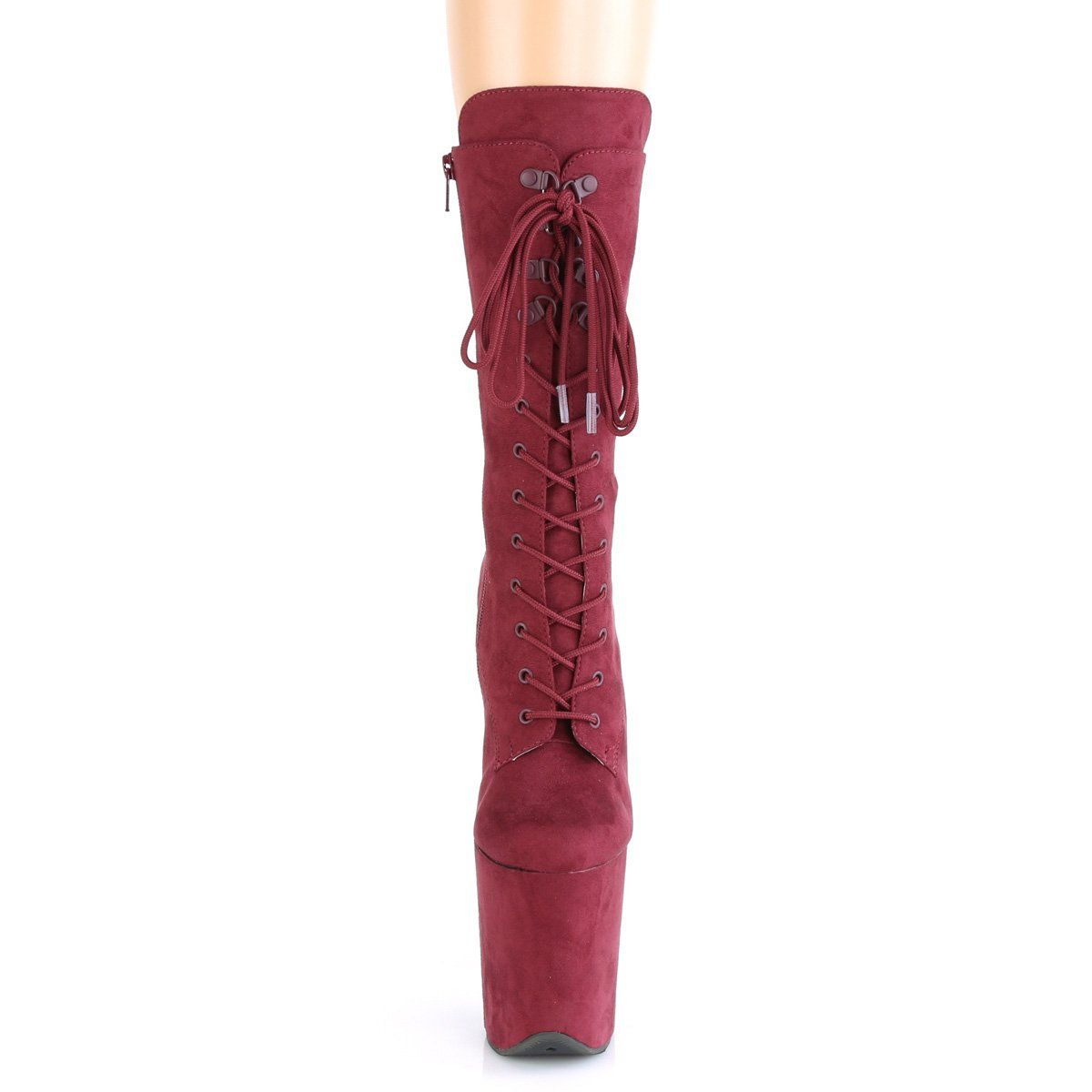 FLAMINGO-1050FS Burgundy Faux Suede/Burgundy Faux Suede Mid-Calf Boot Pleaser