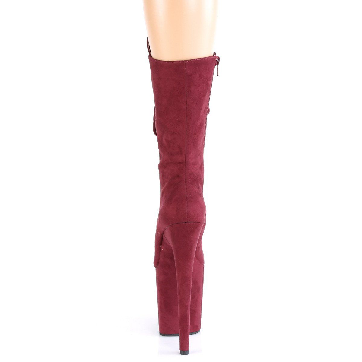 FLAMINGO-1050FS Burgundy Faux Suede/Burgundy Faux Suede Mid-Calf Boot Pleaser