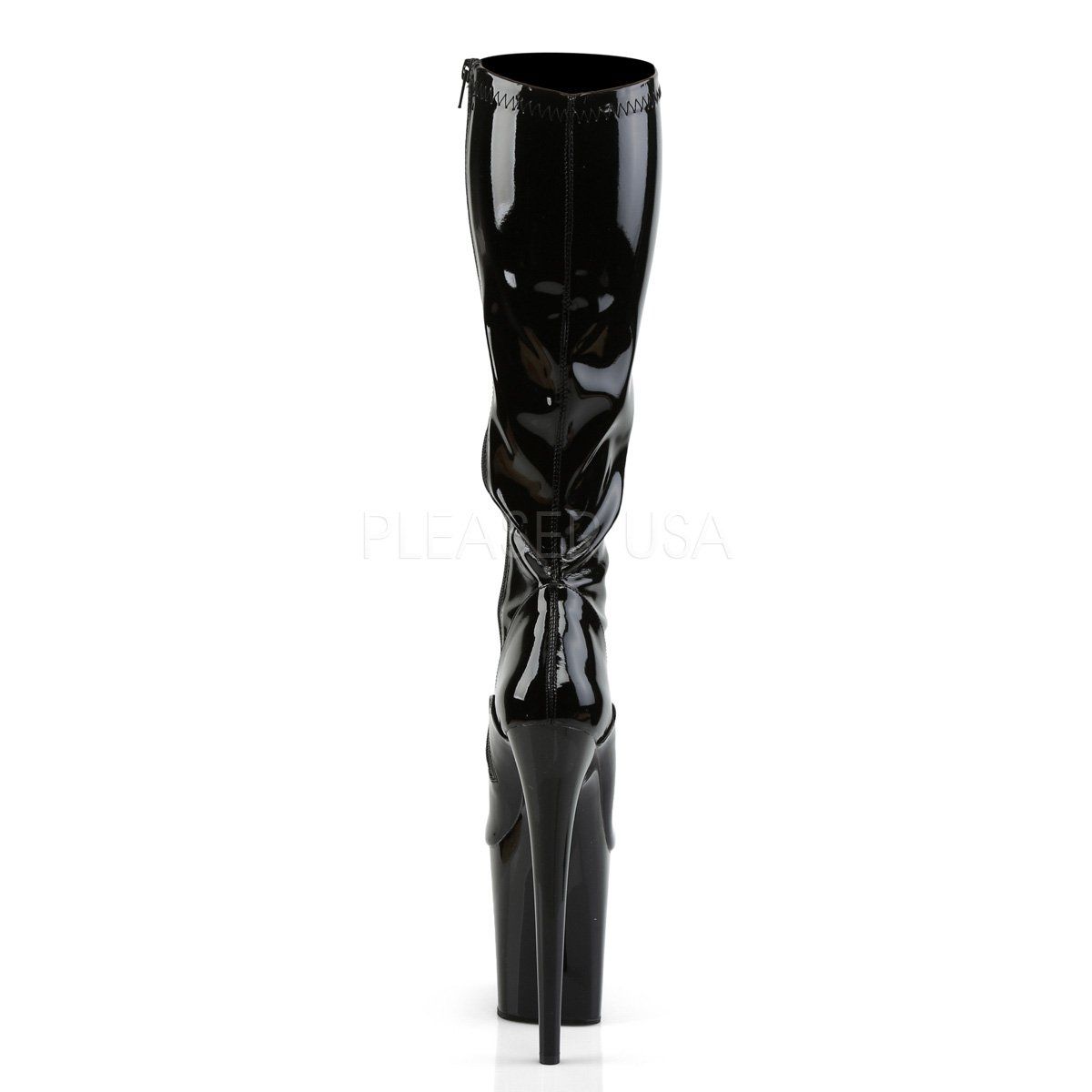 FLAMINGO-2000 Black Stretch Patent Knee Boot Pleaser